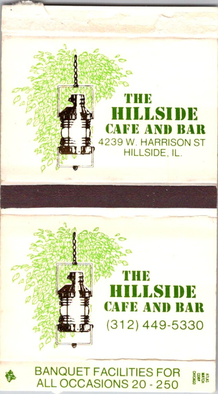 The Hillside Cafe & Bar Hillside IL Vintage Matchbook Matchbox SMM21-1